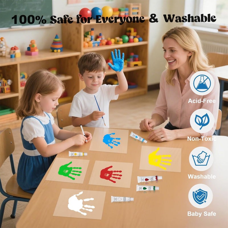 Bixinyo Family Handprint Kit with Light, Baby Hand and Footprint Keepsake Wooden Frame, Family Gifts for New Parents, Christmas, Mom & Baby, Grandparents, Adoption Gifts, 5 Non-Toxic Paints (White) - Image 4